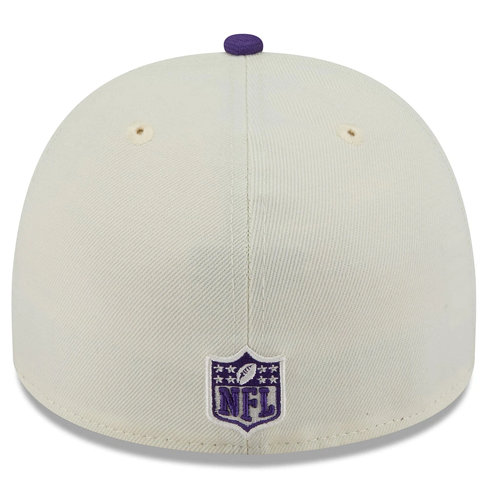 Men's New Era Cream/Purple Minnesota Vikings 2025 NFL Draft A-Frame 59FIFTY Fitted Hat