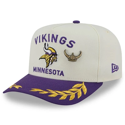 Men's New Era Cream/Purple Minnesota Vikings 2025 NFL Draft A-Frame 59FIFTY Fitted Hat