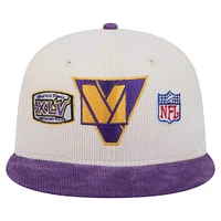 Casquette ajustée 59FIFTY en velours côtelé crème/violet pour homme des Vikings du Minnesota de New Era