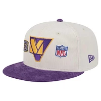 Casquette ajustée 59FIFTY en velours côtelé crème/violet pour homme des Vikings du Minnesota de New Era