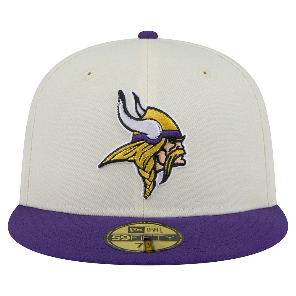Casquette ajustée Main 59FIFTY des Vikings du Minnesota New Era pour homme, crème/violet