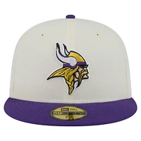 Casquette ajustée Main 59FIFTY des Vikings du Minnesota New Era pour homme, crème/violet