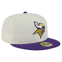 Casquette ajustée Main 59FIFTY des Vikings du Minnesota New Era pour homme, crème/violet