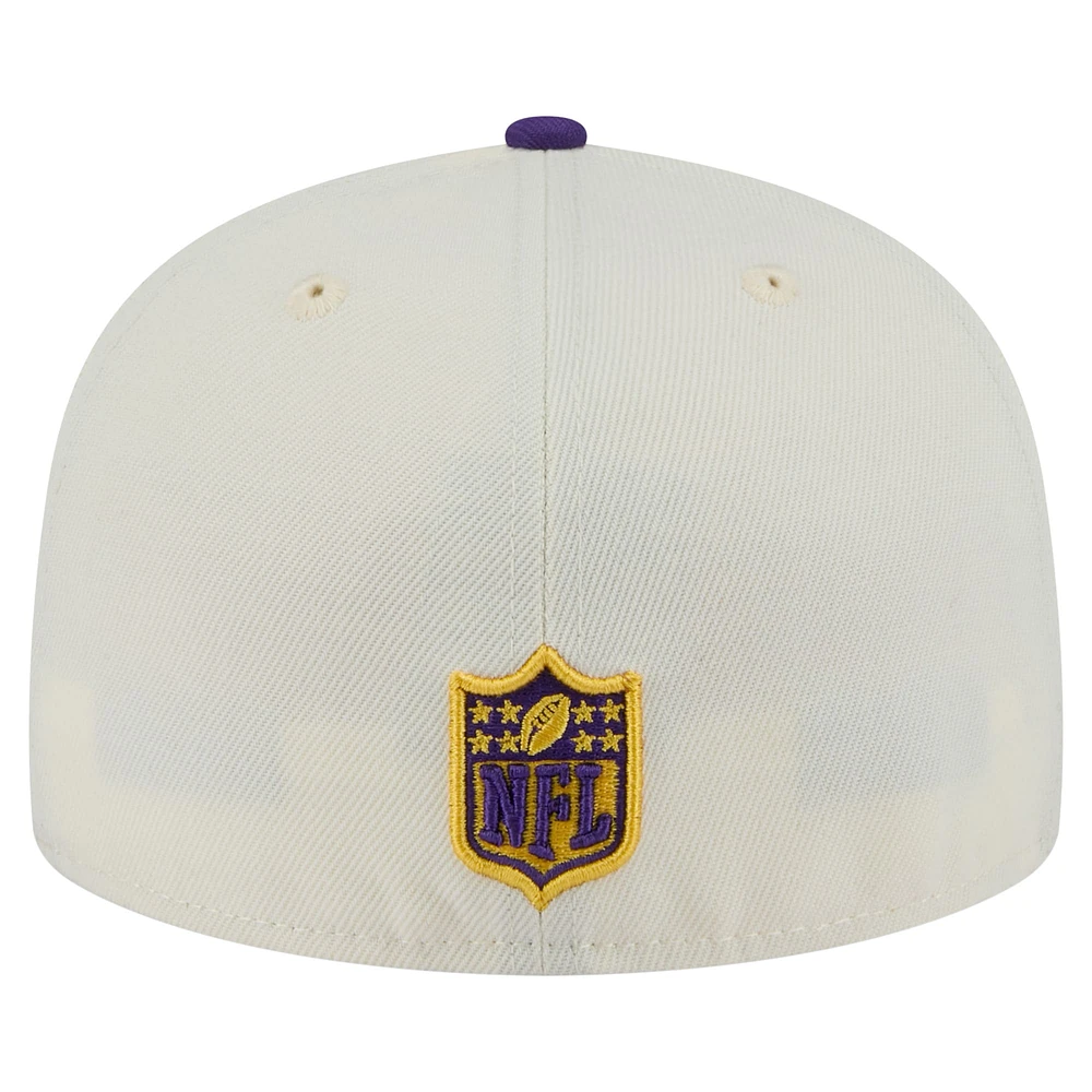 Casquette ajustée Main 59FIFTY des Vikings du Minnesota New Era pour homme, crème/violet