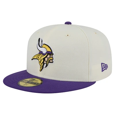 Casquette ajustée Main 59FIFTY des Vikings du Minnesota New Era pour homme, crème/violet