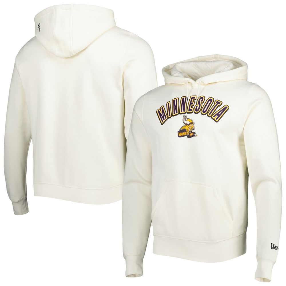 New Era Men's New Era Cream Minnesota Vikings Sideline Chrome Pullover  Hoodie