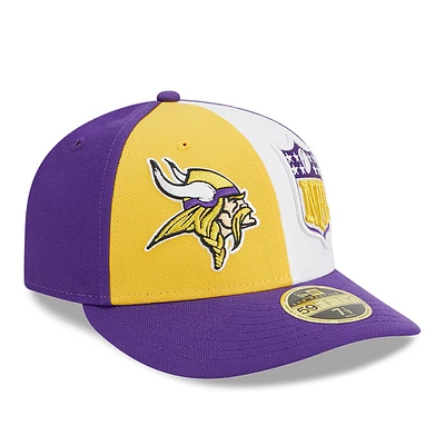 Casquette ajustée 59FIFTY à profil bas pour homme Minnesota Vikings 2023 Sideline or/violet New Era