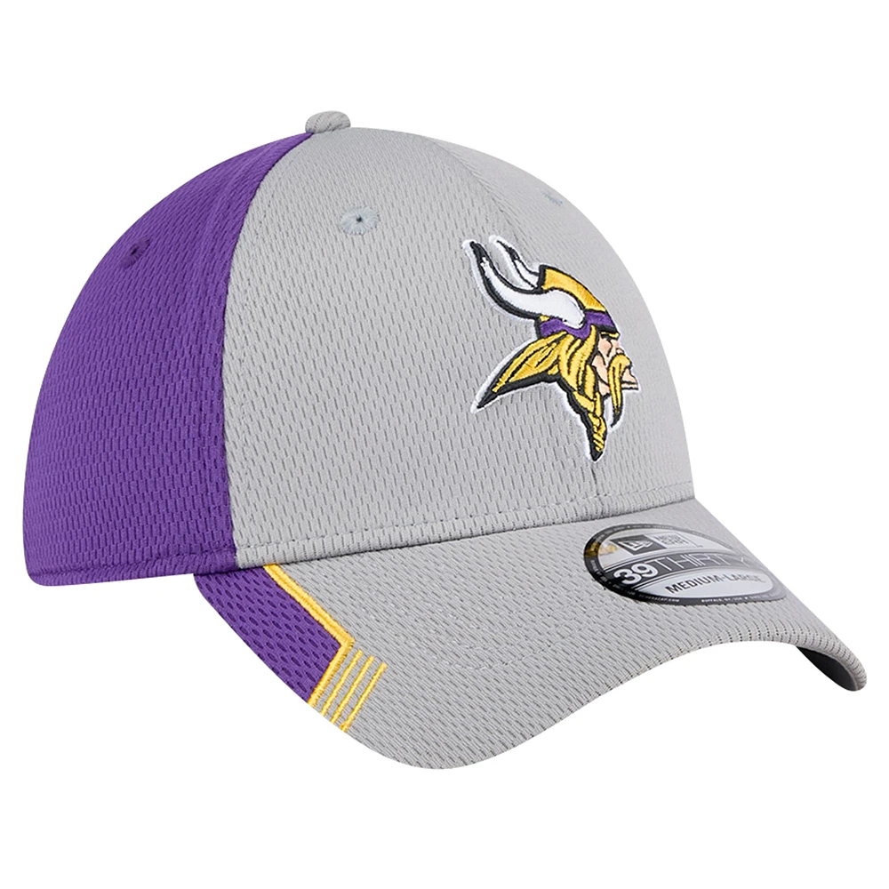 Men's New Era Gray Minnesota Vikings Active Visor Trim 39THIRTY Flex Hat