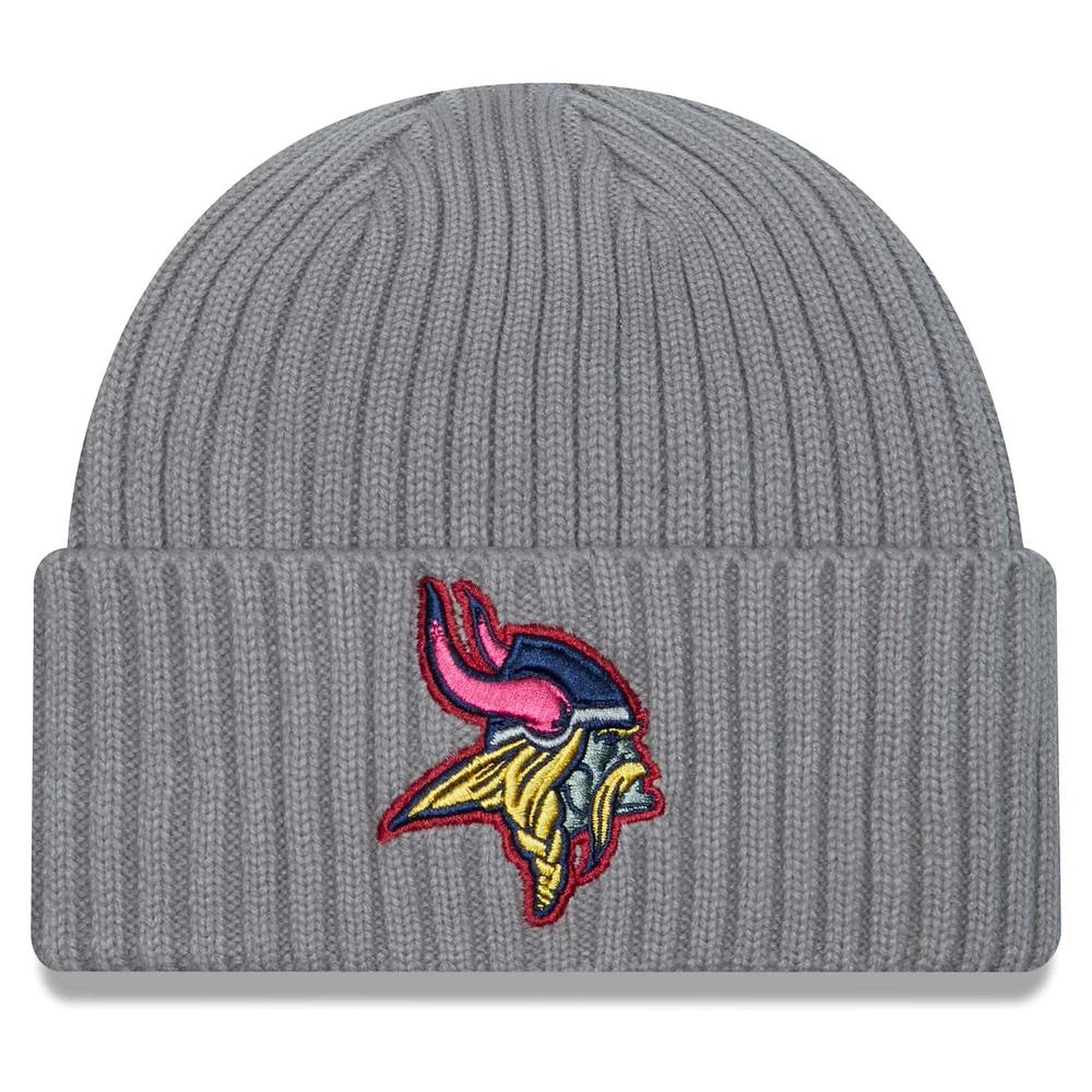 Men's New Era Gray Minnesota Vikings Color Pack Cuffed Knit Hat