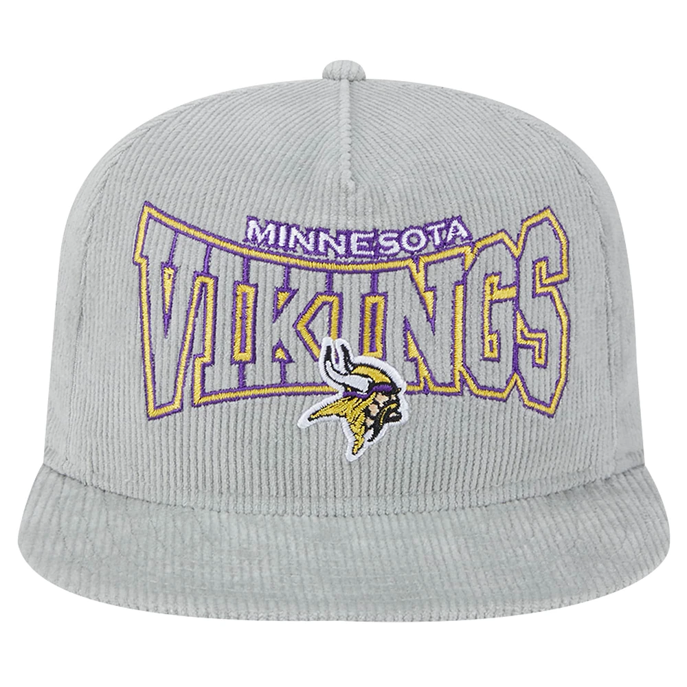 Men's New Era Gray Minnesota Vikings Throwback Corded Golfer Snapback Hat