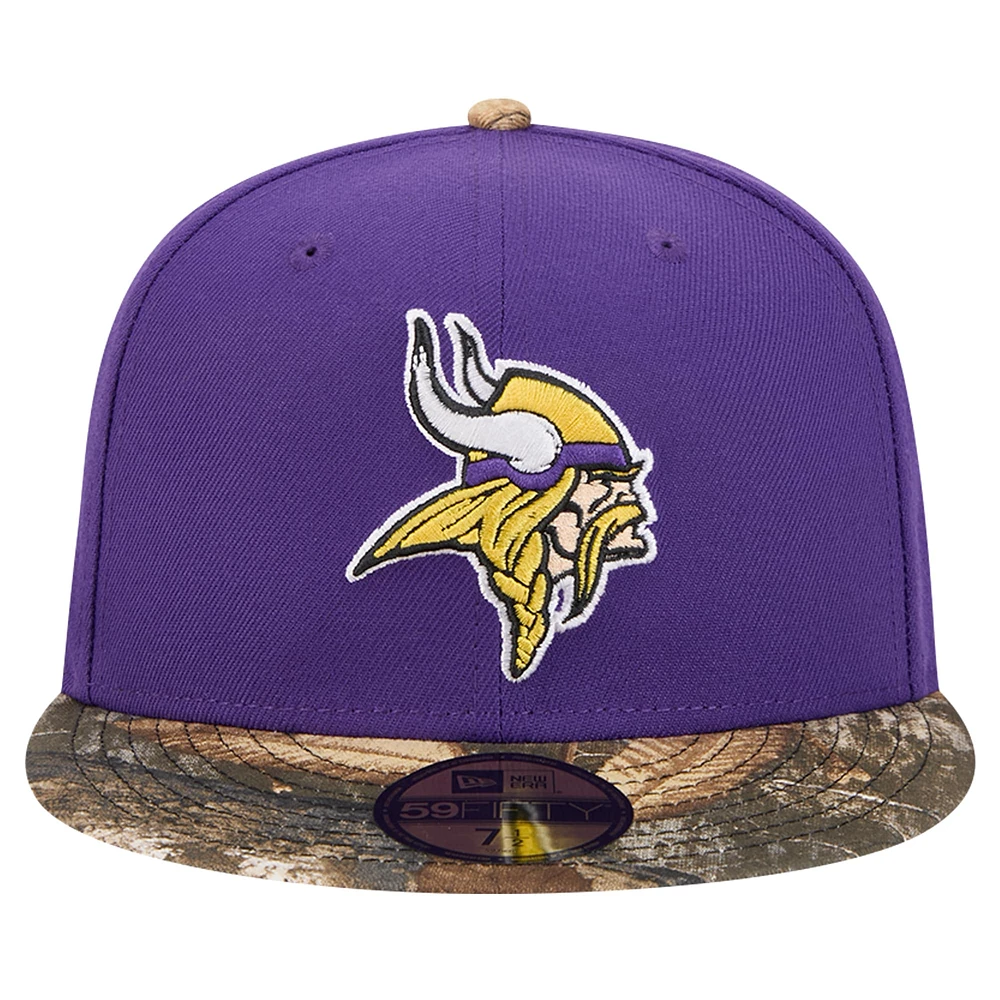 Men's New Era Purple Minnesota Vikings Active Two-Tone Camo 59FIFTY Fitted Hat