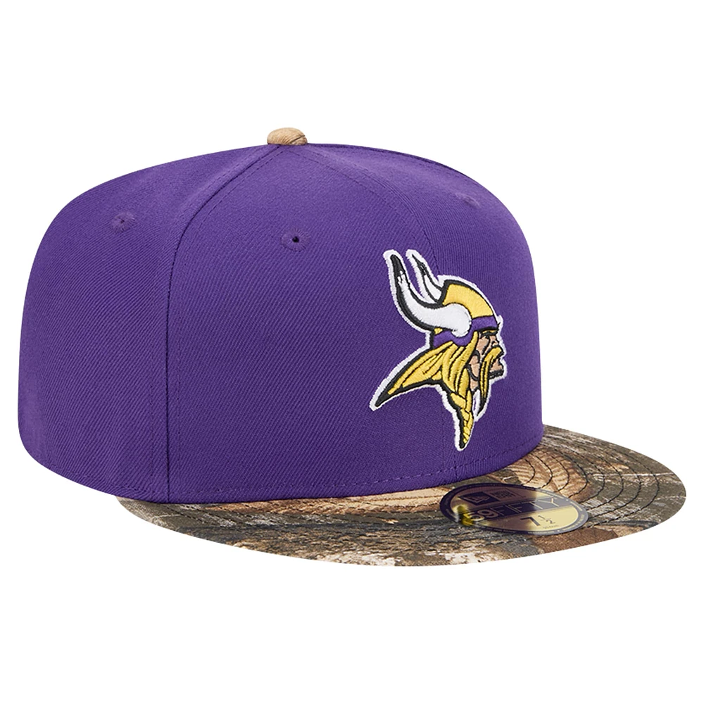 Men's New Era Purple Minnesota Vikings Active Two-Tone Camo 59FIFTY Fitted Hat