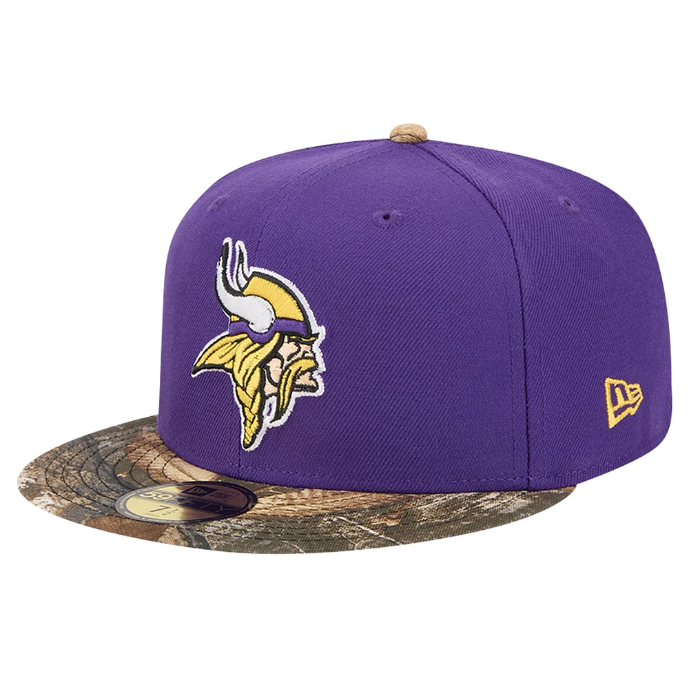 Men's New Era Purple Minnesota Vikings Active Two-Tone Camo 59FIFTY Fitted Hat