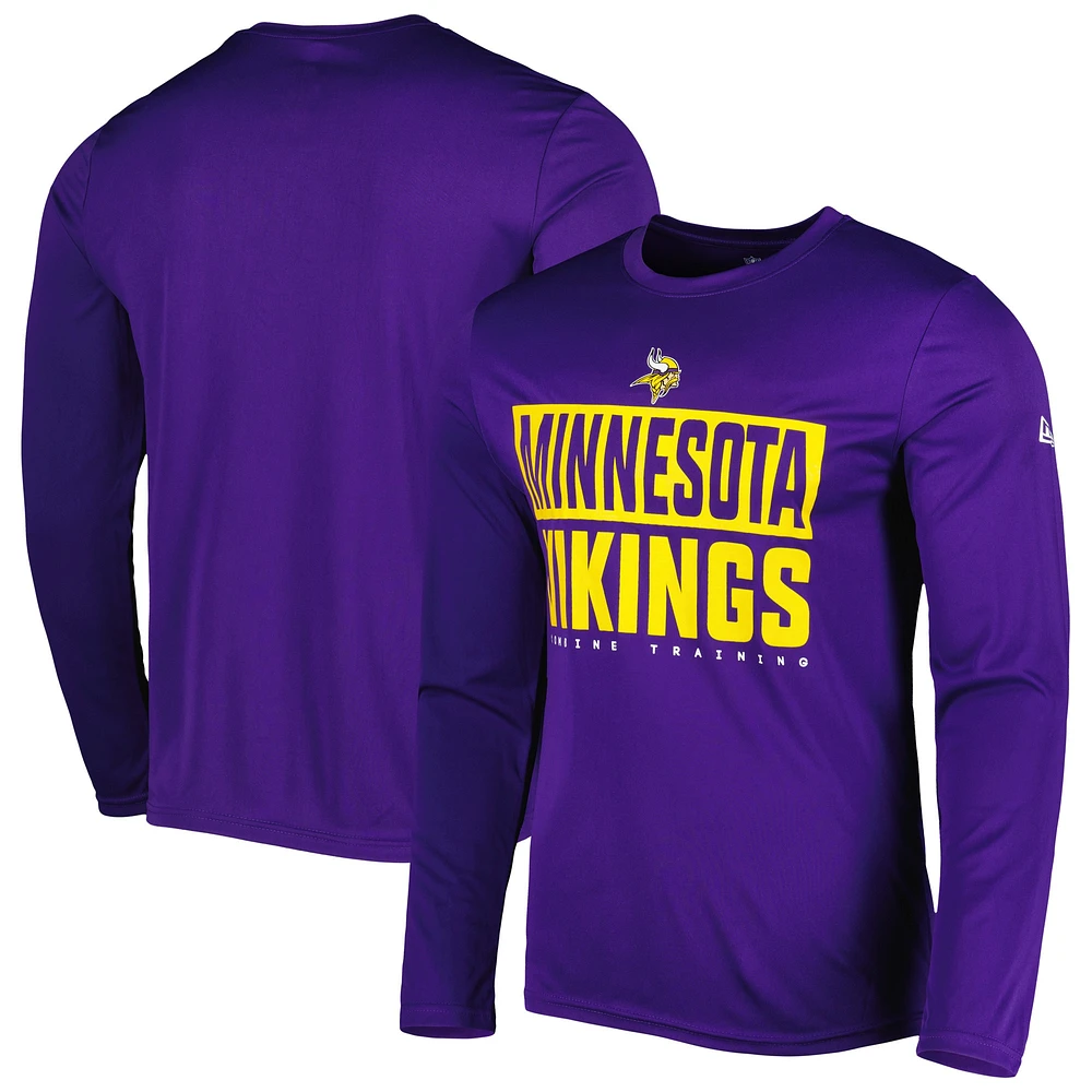 T-shirt à manches longues violet Minnesota Vikings Combine Authentic Offsides New Era pour homme