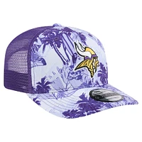Casquette camionneur ajustable Hula 9SEVENTY violette New Era pour homme des Minnesota Vikings