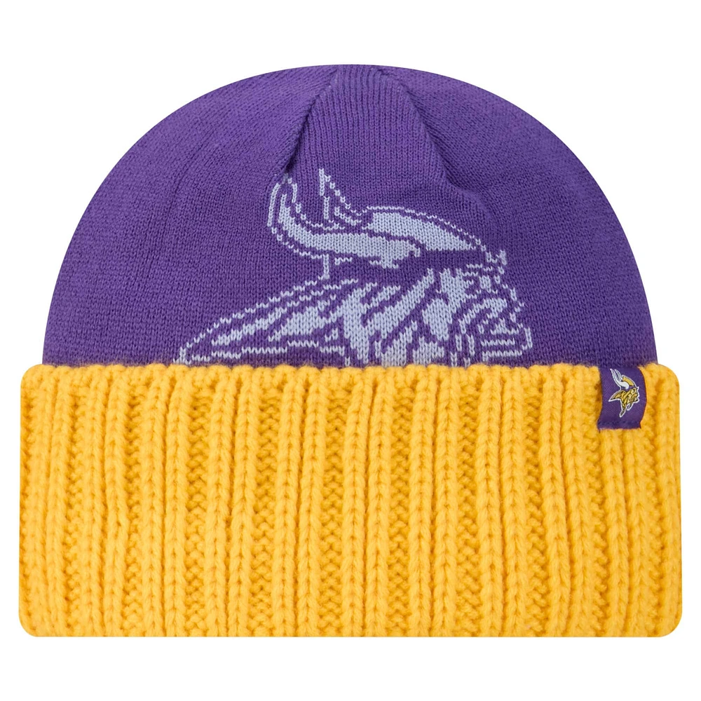 Bonnet en tricot à revers surdimensionné violet Minnesota Vikings New Era pour homme