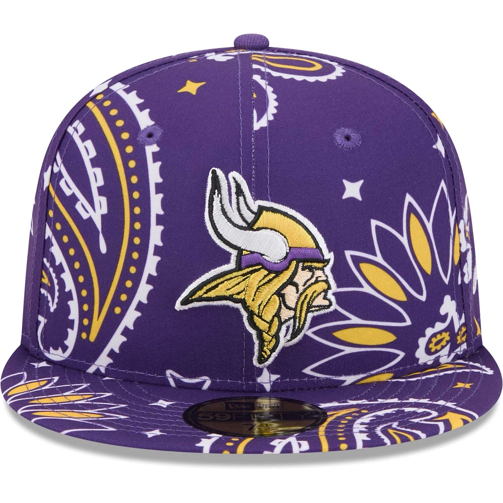 Men's New Era Purple Minnesota Vikings Paisley 59FIFTY Fitted Hat