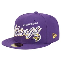 Men's New Era Purple Minnesota Vikings  Script Sided 59FIFTY Fitted Hat