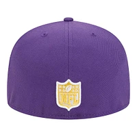 Men's New Era Purple Minnesota Vikings  Script Sided 59FIFTY Fitted Hat