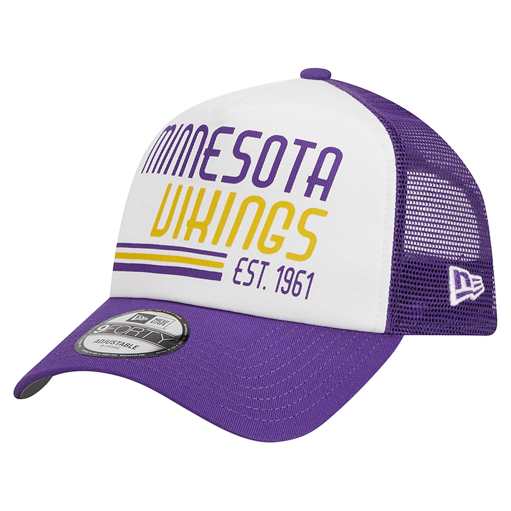 Men's New Era /Purple Minnesota Vikings Stacked A-Frame Trucker 9FORTY Adjustable Hat