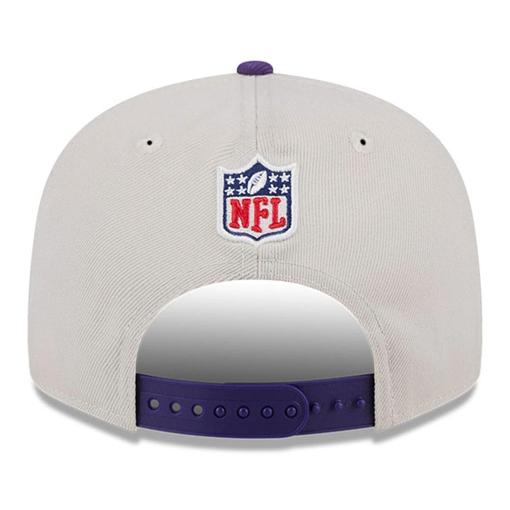 Men's New Era Stone/Purple Minnesota Vikings 2024 Sideline Historic 9FIFTY Snapback Hat