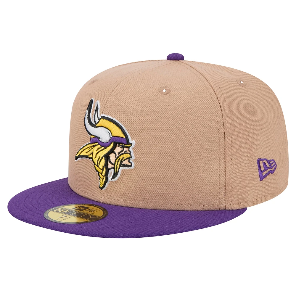 Men's New Era Tan Minnesota Vikings  Logo Main 59FIFTY Fitted Hat