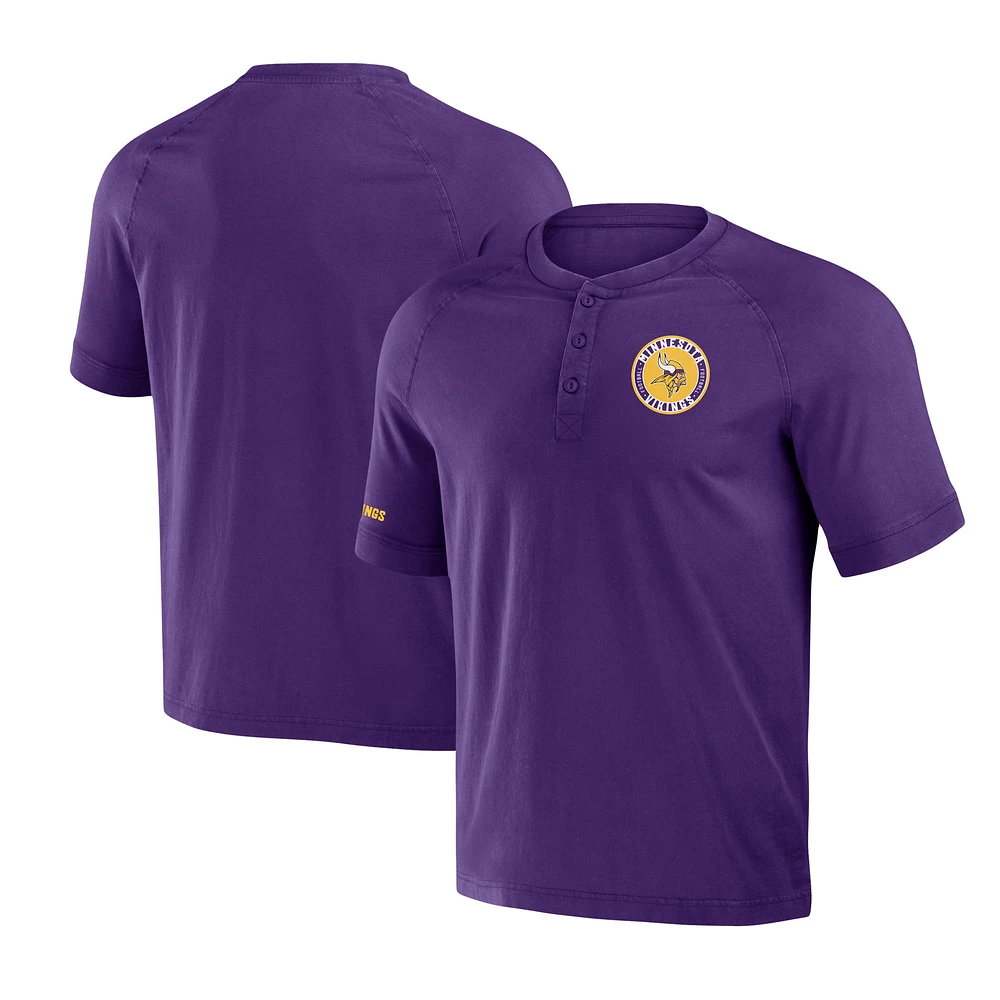 T-shirt Henley délavé violet Minnesota Vikings NFL x Darius Rucker pour homme de la collection Fanatics