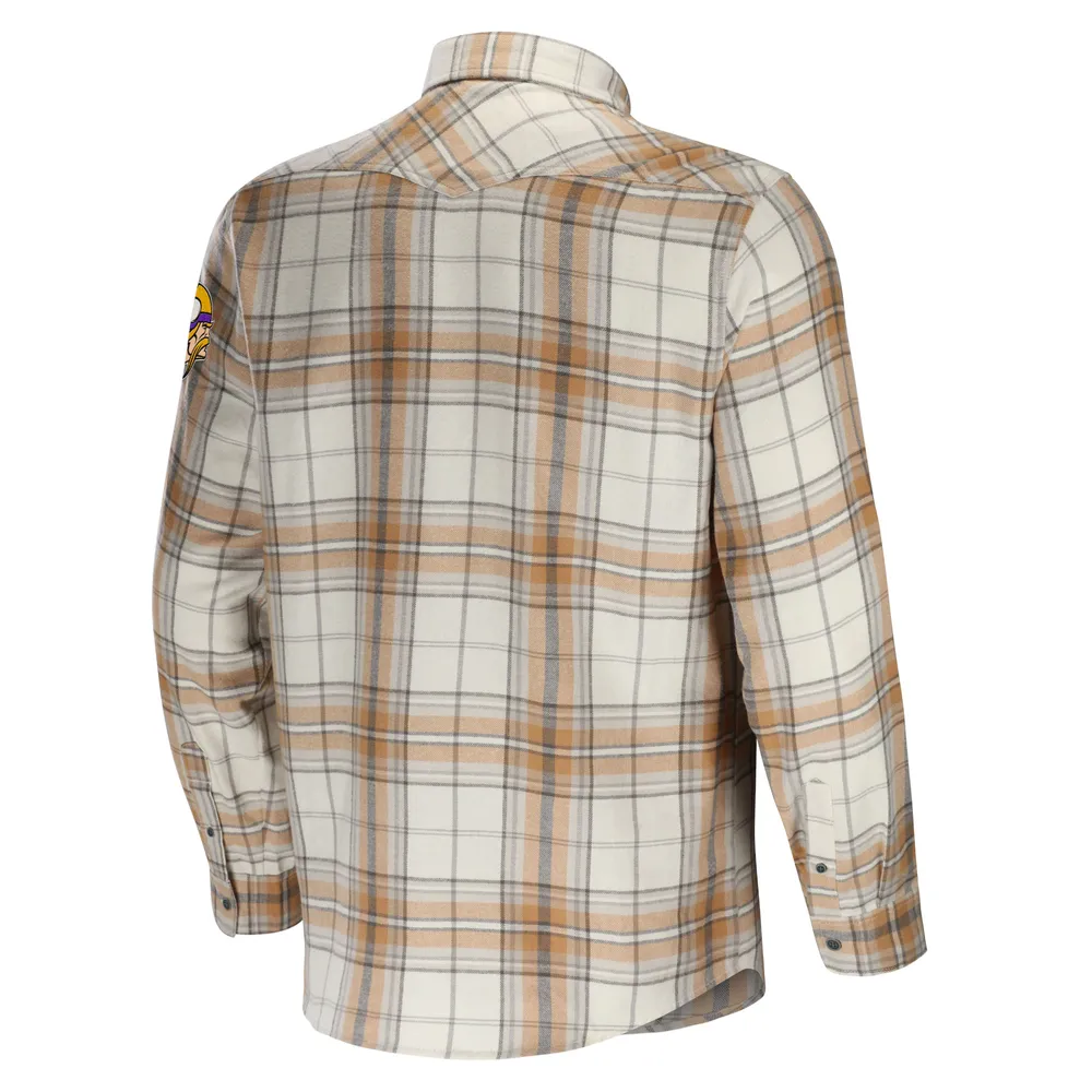 NFL x Darius Rucker Collection by Fanatics Men's NFL x Darius Rucker  Collection by Fanatics Tan Minnesota Vikings Flannel Long Sleeve Button-Up  Shirt