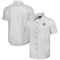 Collection NFL x Darius Rucker pour homme par Fanatics White Minnesota Vikings Woven Short Sleeve Button Up Shirt