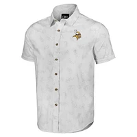 Collection NFL x Darius Rucker pour homme par Fanatics White Minnesota Vikings Woven Short Sleeve Button Up Shirt