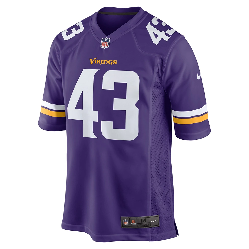 Maillot de match l'équipe Nike Andrew Van Ginkel violet des Minnesota Vikings pour hommes