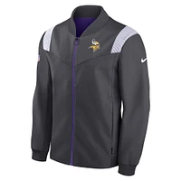 Men's Nike Anthracite Minnesota Vikings Sideline Coaches Bomber Full-Zip Jacket