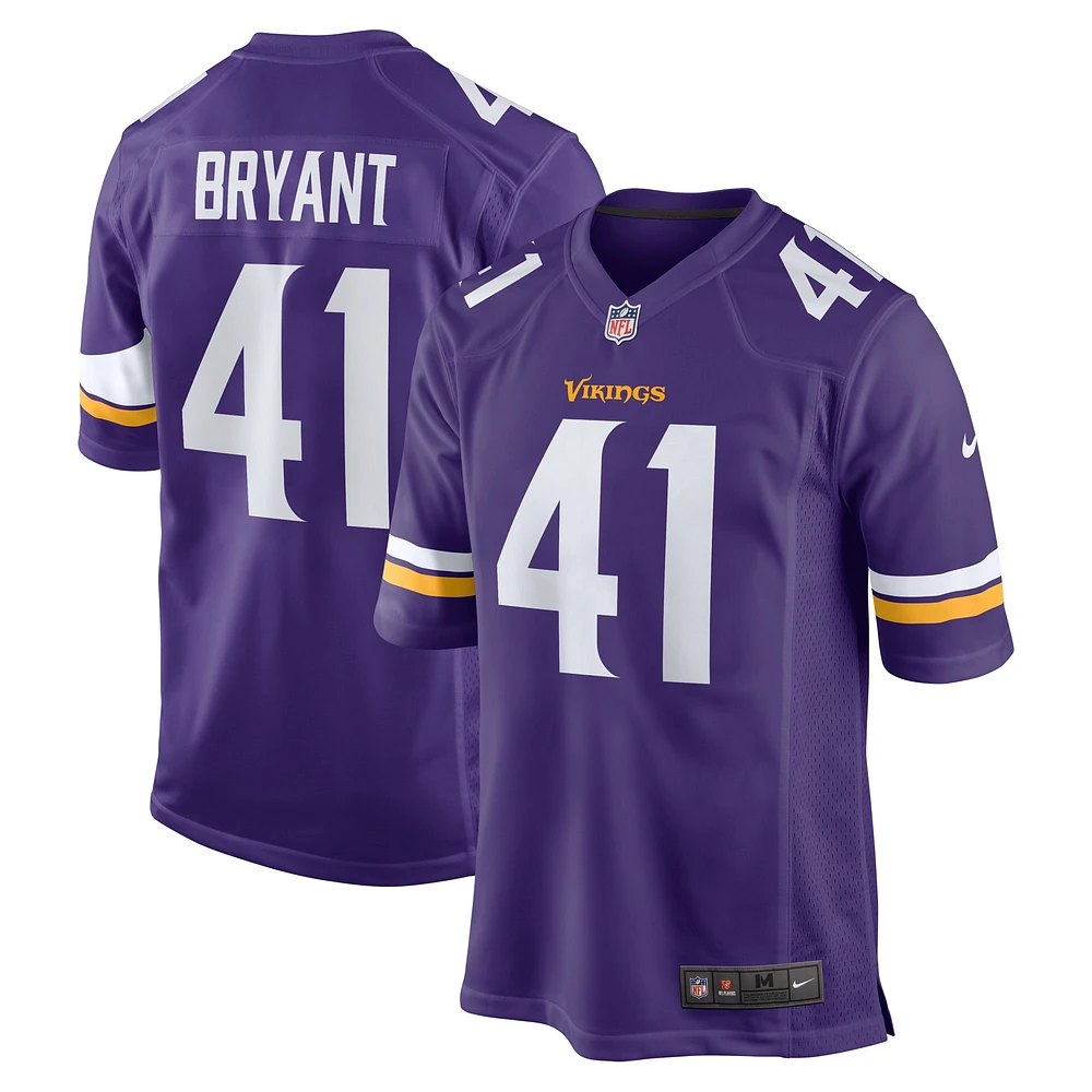 Maillot de match Nike Austin Bryant violet des Vikings du Minnesota pour homme