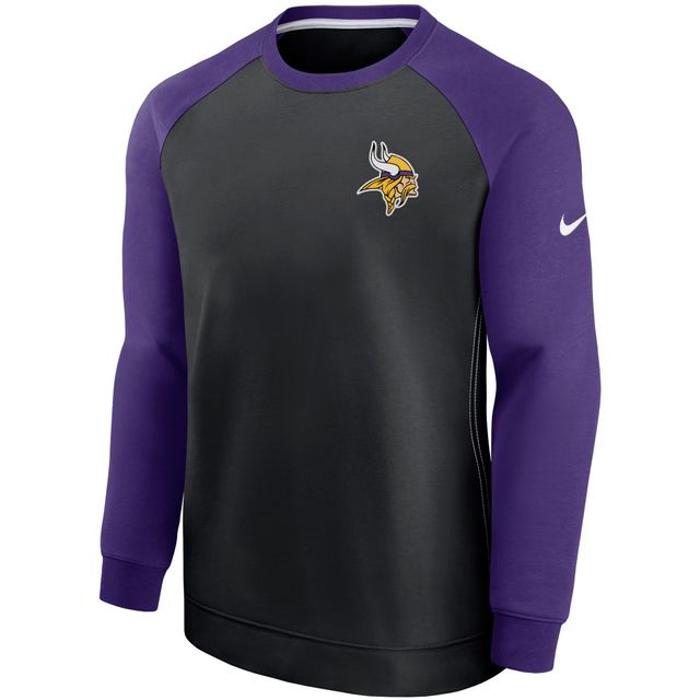 Chandail à manches raglan historiques Nike Minnesota Vikings pour homme, noir/violet