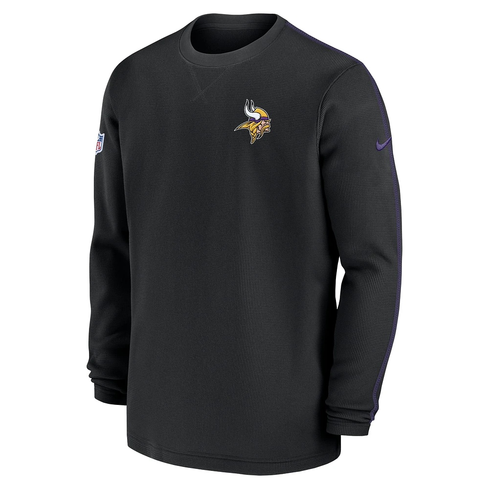 Men's Nike Black Minnesota Vikings 2024 Sideline Coaches Long Sleeve Top