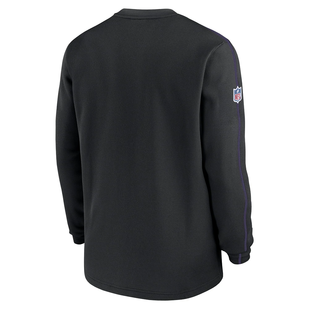 Men's Nike Black Minnesota Vikings 2024 Sideline Coaches Long Sleeve Top