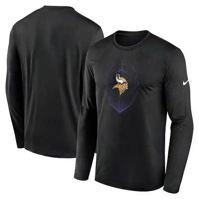 T-shirt à manches longues Nike noir pour homme Minnesota Vikings Legend Icon