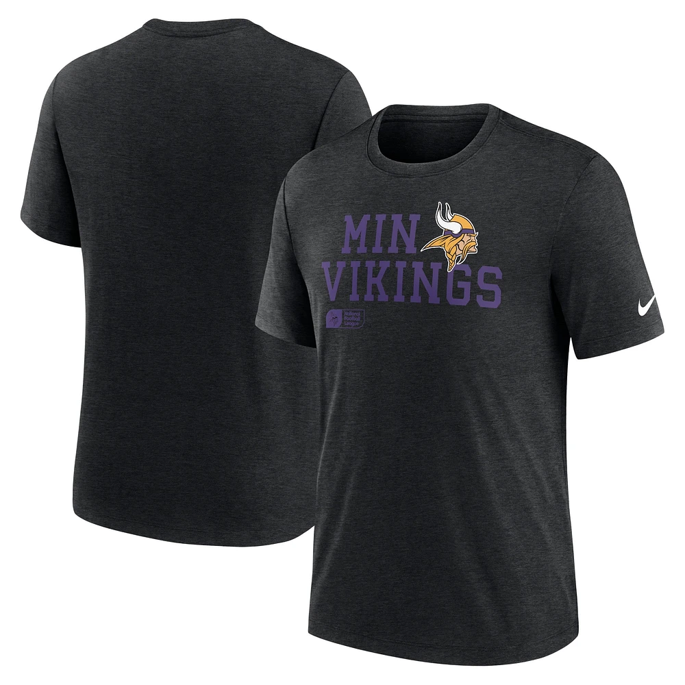 Men's Nike Black Minnesota Vikings Overlap Lockup Tri-Blend T-Shirt