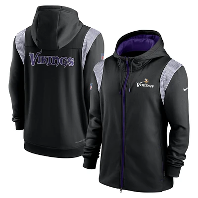 Sweat à capuche entièrement zippé Nike Performance Sideline Lockup pour homme, noir, Minnesota Vikings