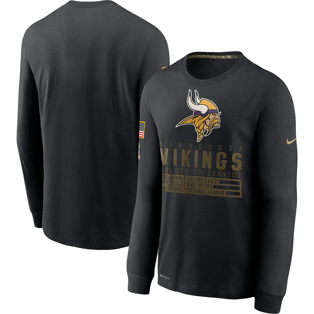 T-shirt à manches longues Nike pour hommes Minnesota Vikings Salute to Service Sideline Performance