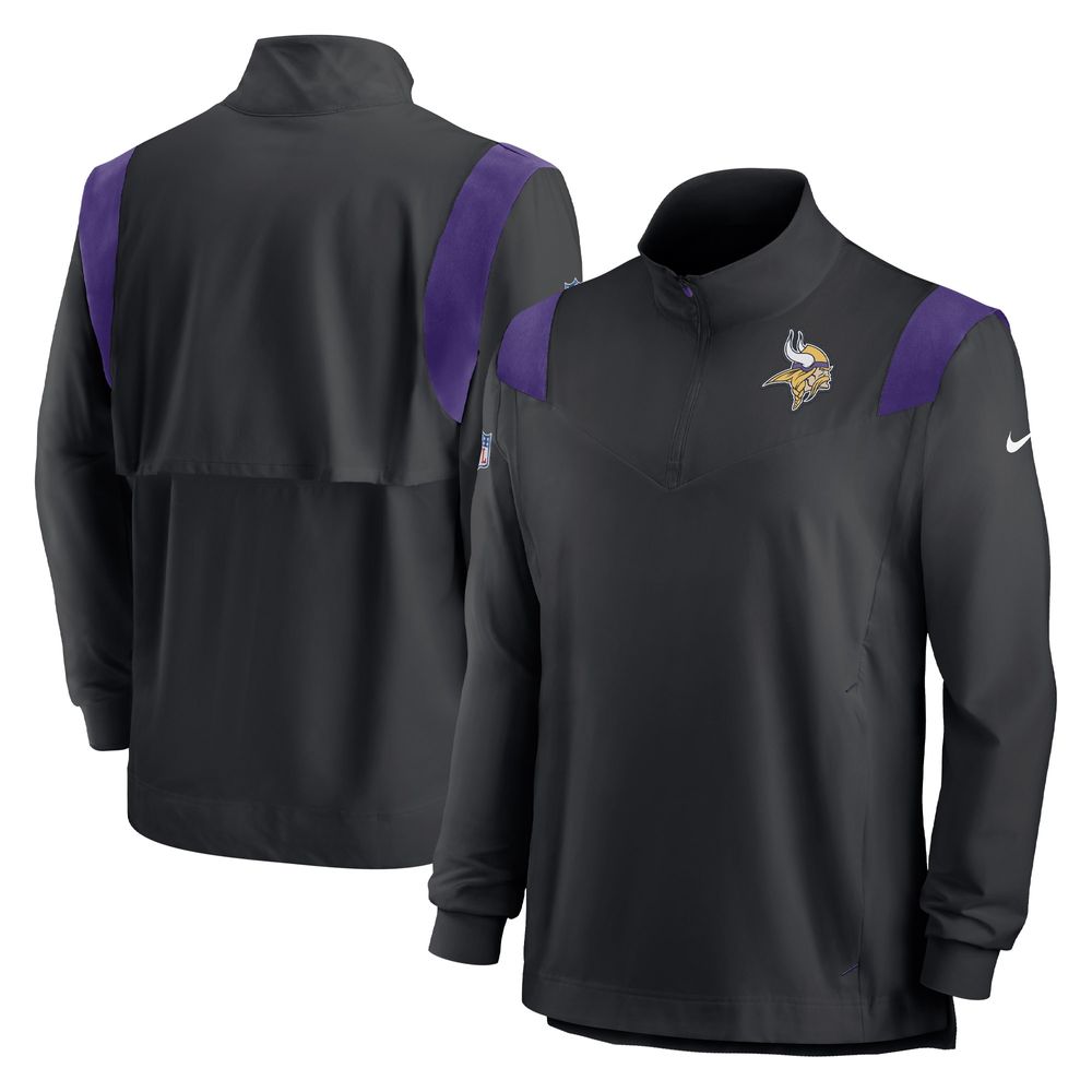 Men's Nike Black Minnesota Vikings Sideline Coach Chevron Lockup Quarter-Zip Long Sleeve Top