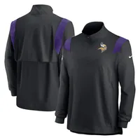 Haut à manches longues avec quart de fermeture éclair Nike pour hommes, Minnesota Vikings Sideline Coach Chevron Lockup, noir