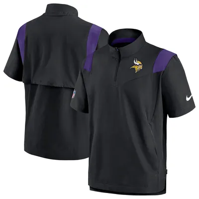 Minnesota Vikings Nike Sideline Coaches Chevron Lockup Pullover Top - Black