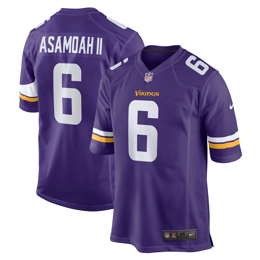 Maillot de match Nike Brian Asamoah II violet pour homme des Minnesota Vikings