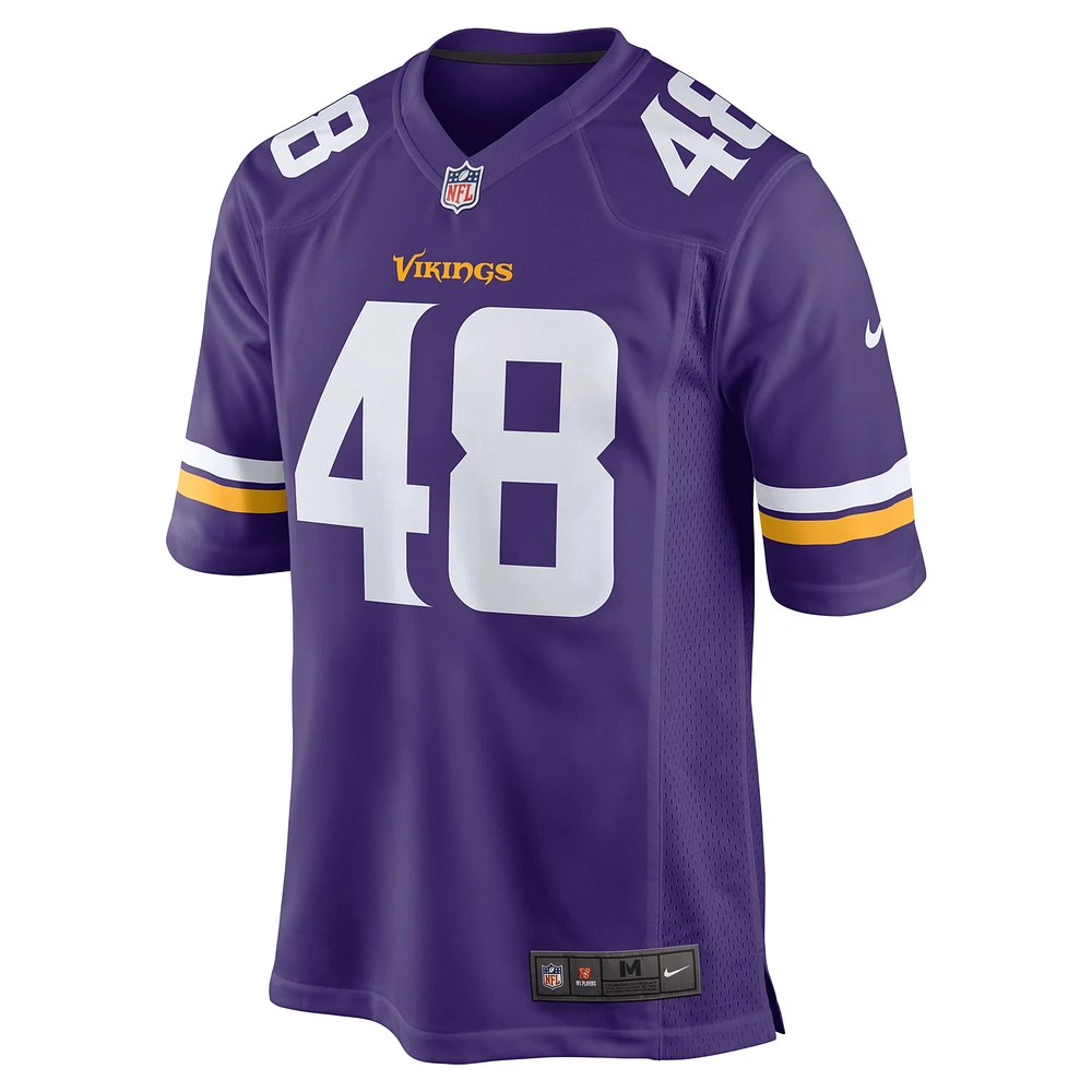 Maillot de match violet Nike Calvin Munson des Minnesota Vikings pour homme