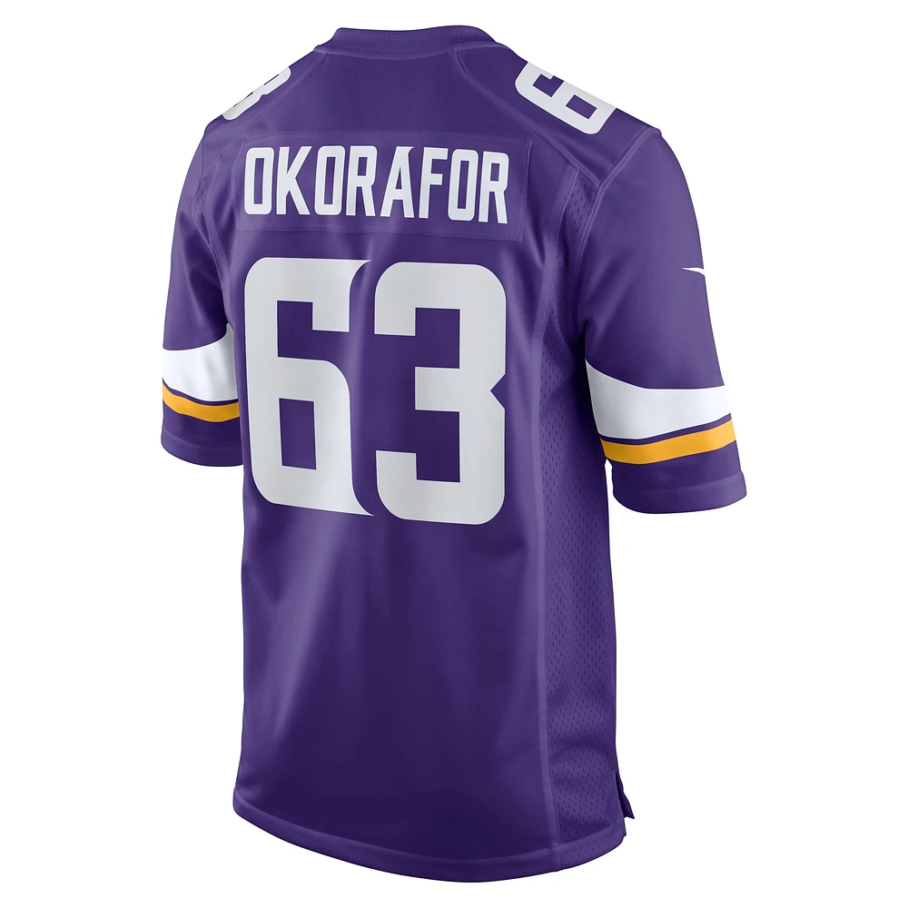 Men's Nike Chim Okorafor Purple Minnesota Vikings Team Game Jersey