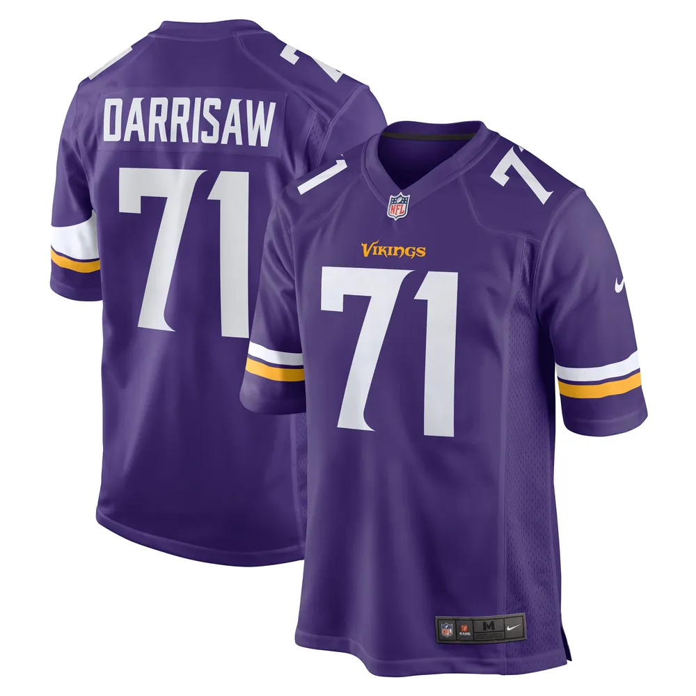 Maillot de match Nike Christian Darrisaw violet pour hommes des Vikings du Minnesota