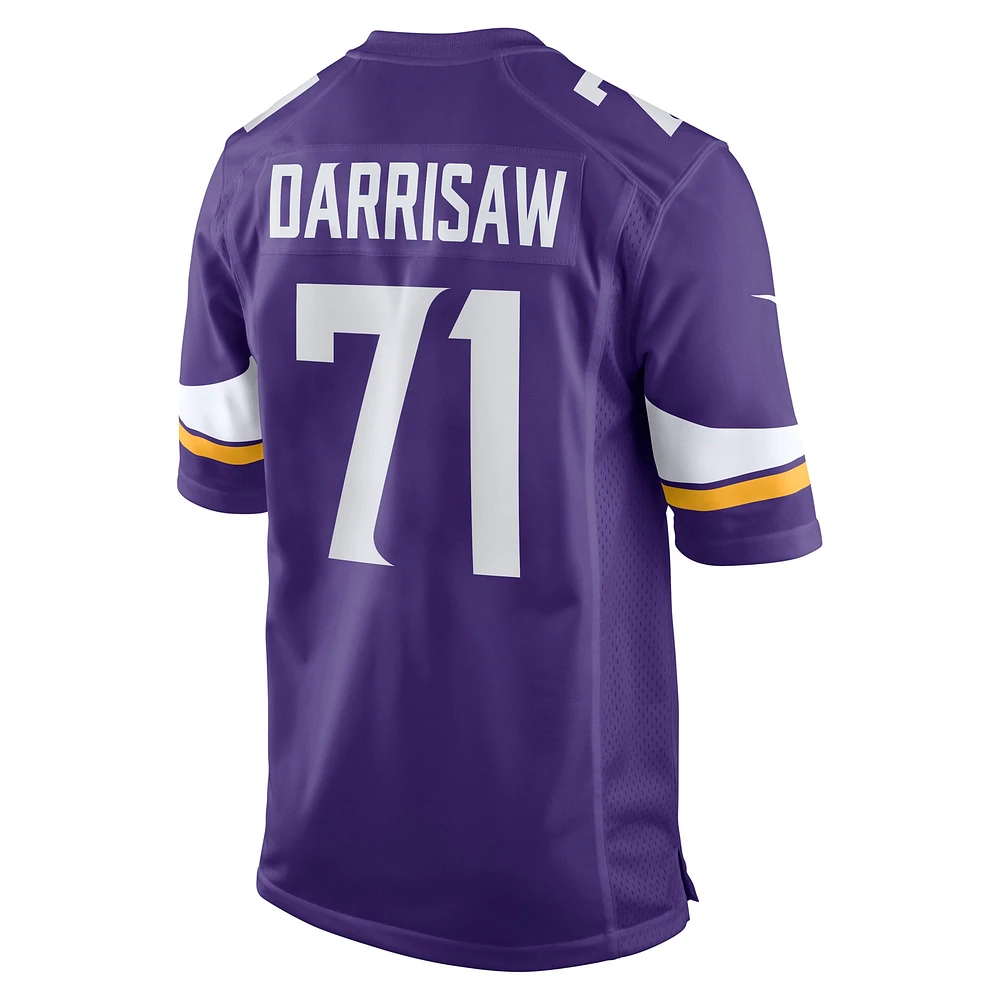 Maillot de match Nike Christian Darrisaw violet pour hommes des Vikings du Minnesota