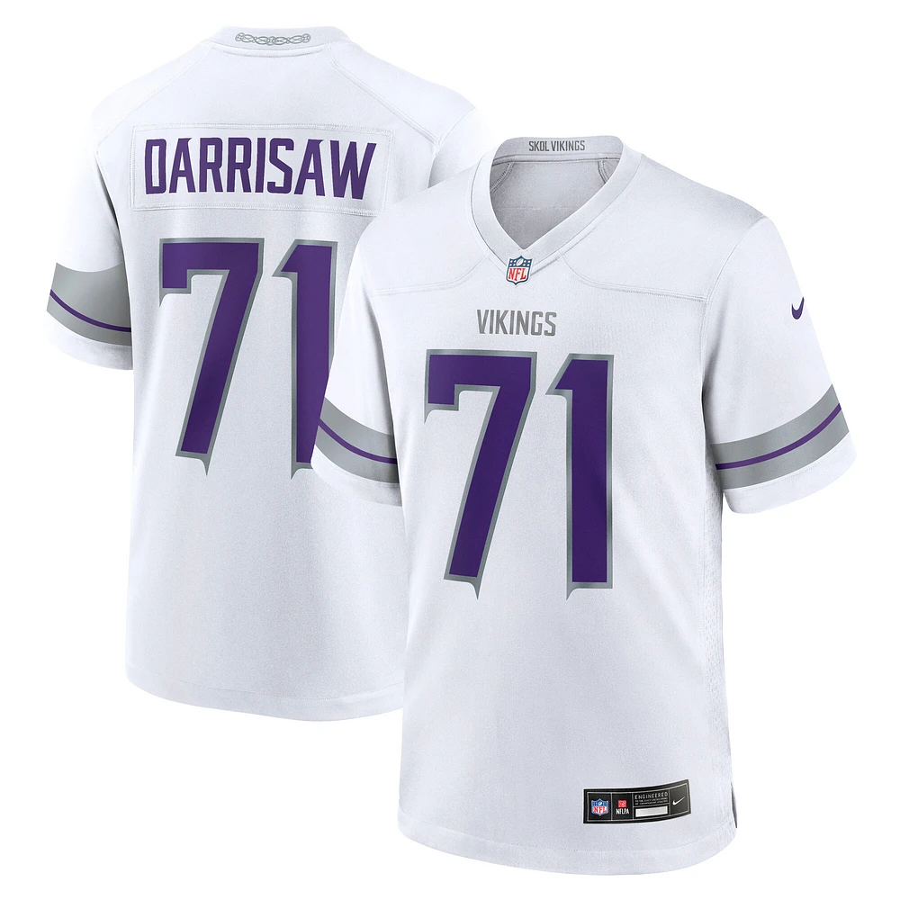 Maillot de match alternatif Nike Christian Darrisaw blanc des Vikings du Minnesota pour homme