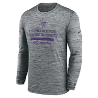 T-shirt Nike gris à manches longues pour homme, coupe Sideline Velocity Performance